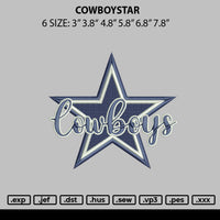 Cowboystar Embroidery File 6 sizes