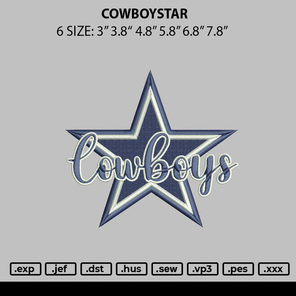 Cowboystar Embroidery File 6 sizes