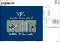 Cowboys 2512 Embroidery File 6 sizes