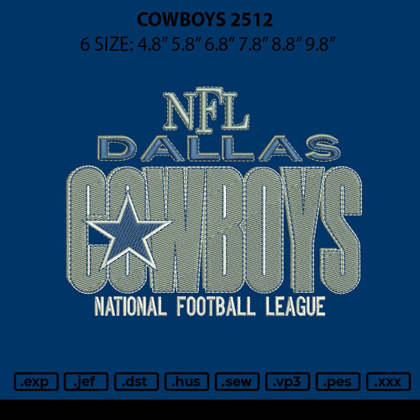 Cowboys 2512 Embroidery File 6 sizes