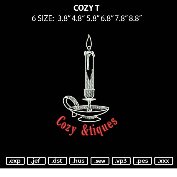 Cozy T Embroidery File 6 sizes