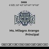 Dak8 Embroidery File 6 sizes