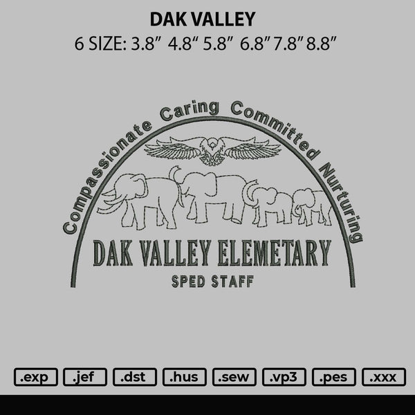 Dak Valley Embroidery File 6 sizes