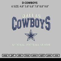 D Cowboys Embroidery File 6 sizes