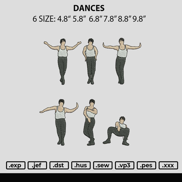 Dances Embroidery File 6 sizes