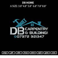 Db Home Mbroidery File 6 sizes