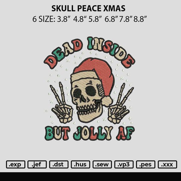 Skull Peace Xmas Embroidery File 6 sizes