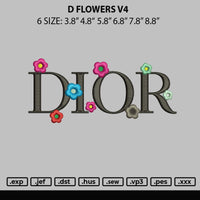 D Flowers V4 Embroidery File 6 sizes