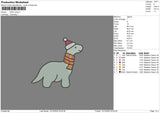 Dino Xmas Embroidery File 6 sizes