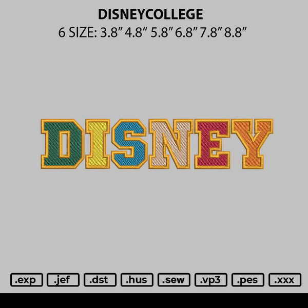 Disneycollege Embroidery File 6 sizes