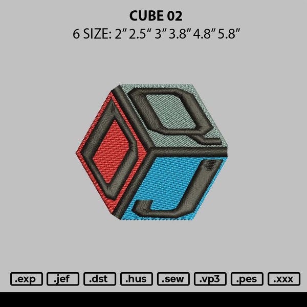 Cube 02 Embroidery File 6 sizes