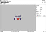 Dl Text Embroidery File 6 sizes