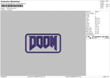 Doom Back Hat Embroidery File 6 sizes