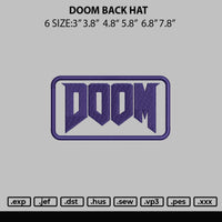 Doom Back Hat Embroidery File 6 sizes