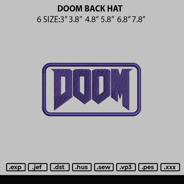 Doom Back Hat Embroidery File 6 sizes