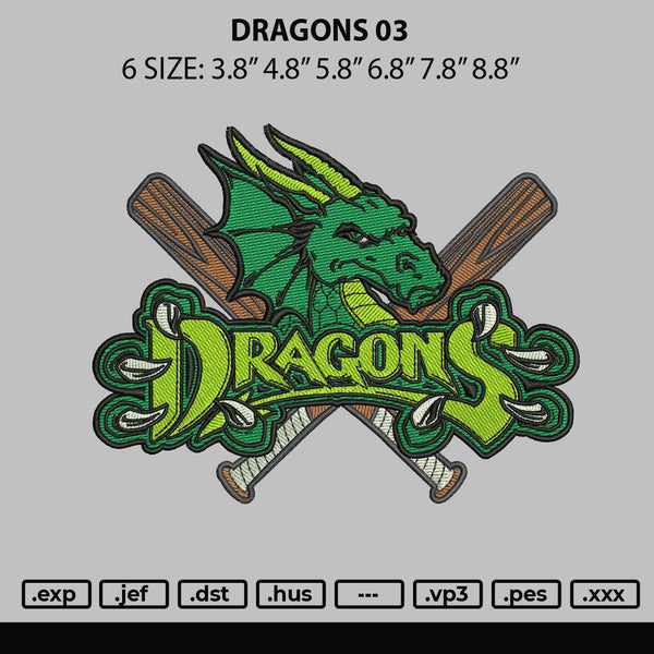 Dragons 03 Embroidery File 6 sizes