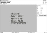 Drinkkin Embroidery File 6 sizes