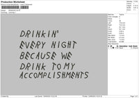 Drinkkin Embroidery File 6 sizes