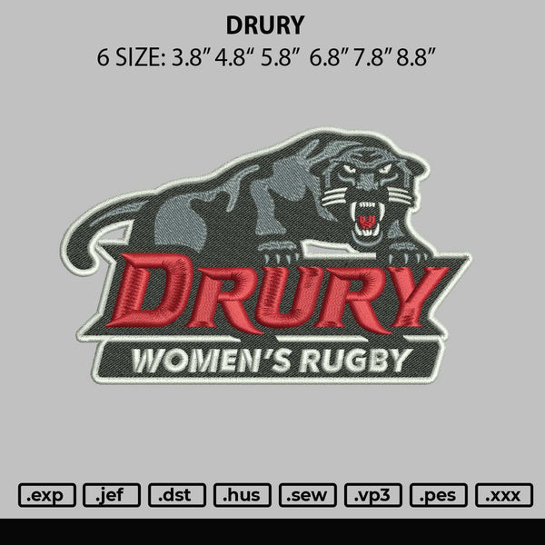 Drury Embroidery File 6 sizes