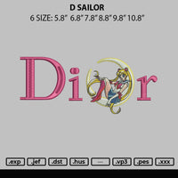 D Sailor Embroidery File 6 sizes