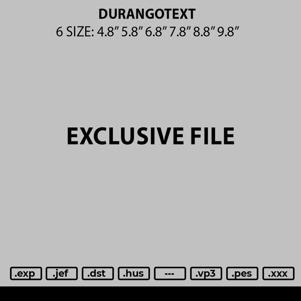 Durangotext Embroidery File 6 sizes