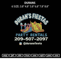 Durans Embroidery File 6 sizes