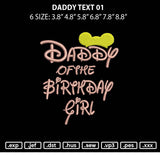 Daddy Text 01 Embroidery File 6 sizes