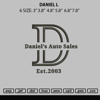 Daniel L Embroidery File 6 sizes