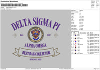 Delta Sigma Pi Embroidery File 6 sizes