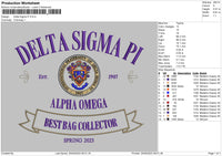 Delta Sigma Pi Embroidery File 6 sizes