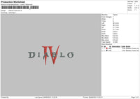 Diablo Iv Text Embroidery File 6 sizes