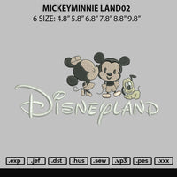 Mickeyminnie Land02 Embroidery File 6 sizes