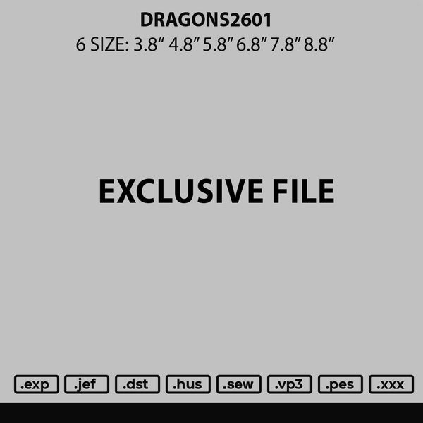 Dragons1601 Embroidery File 6 sizes