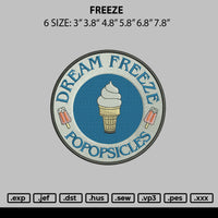 Freeze Embroidery File 6 sizes