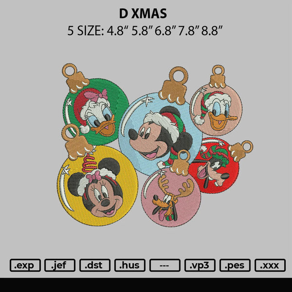 D Xmas Embroidery File 6 sizes