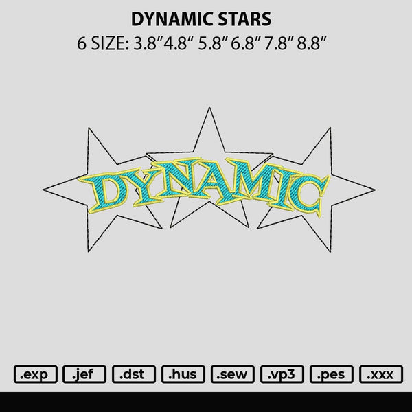 Dynamic Star Embroidery File 6 sizes