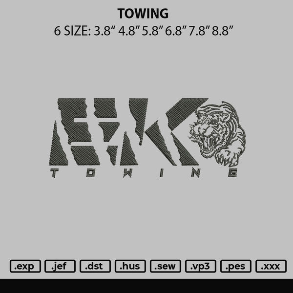 Towing Embroidery File 6 sizes