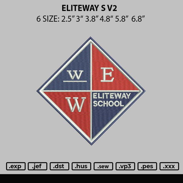 Eliteway S V2 Embroidery File 6 sizes