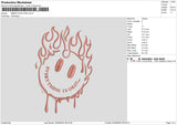 Emoticon Fire Embroidery File 6 sizes