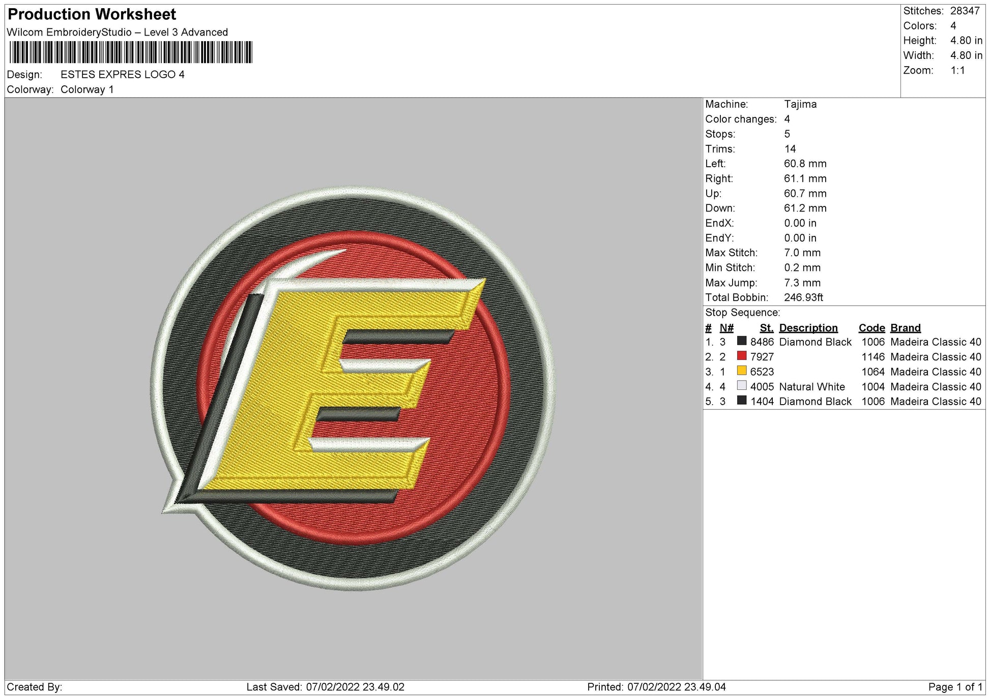 Estes Expres Logo Embroidery – embrostudio