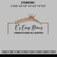 Eyebrows Embroidery File 6 sizes