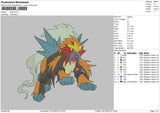 Entei Embroidery File 6 sizes