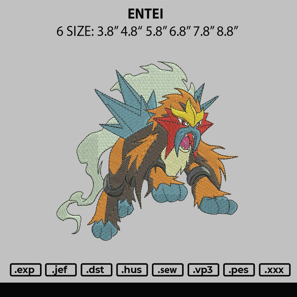 Entei Embroidery File 6 sizes