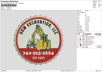 Excavation Embroidery File 6 sizes