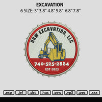 Excavation Embroidery File 6 sizes