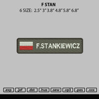 F Stan Embroidery File 6 sizes