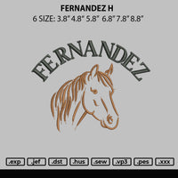 Fernndez H Embroidery File 6 Sizes