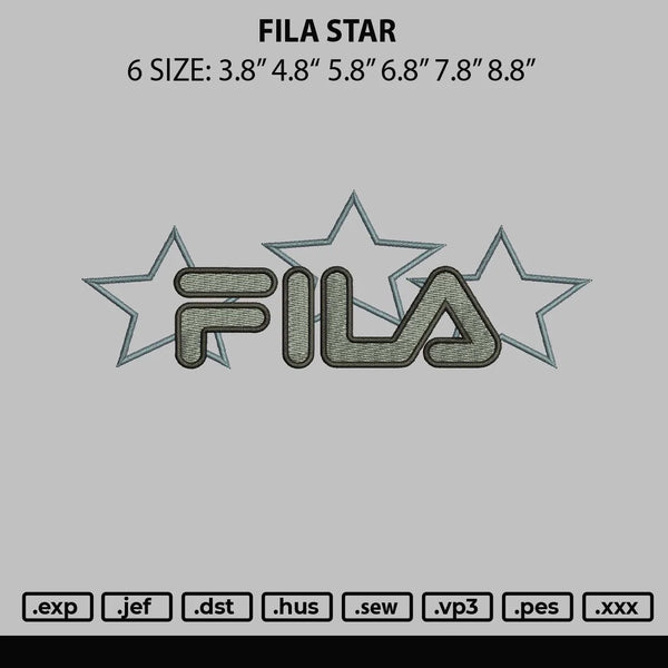 Fila Star Embroidery File 6 sizes