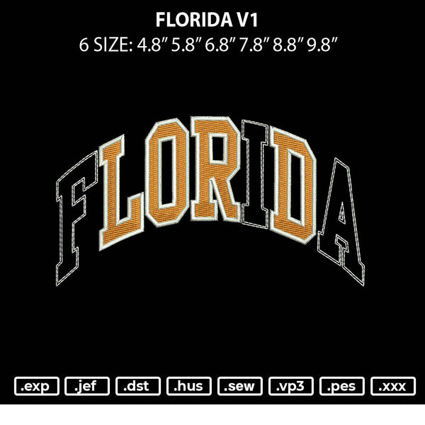 Florida V1 Embroidery File 6 sizes