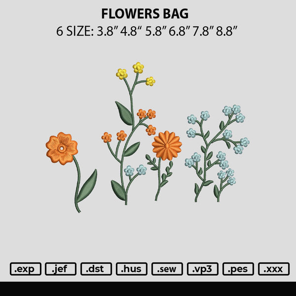 Flowers Bag Embroidery File 6 sizes